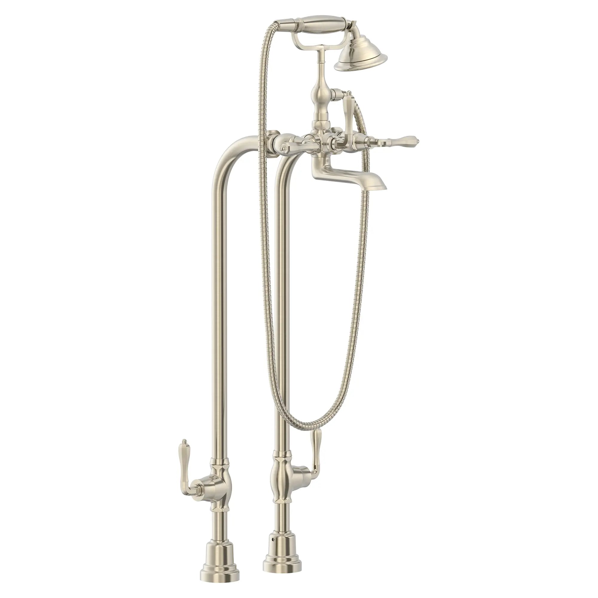 Traditional Floor Mount Bathtub Filler with Hand Shower and Lever Handles // BRUSHED NICKEL // 92961_D3510195C.144_CDNwebp.webp