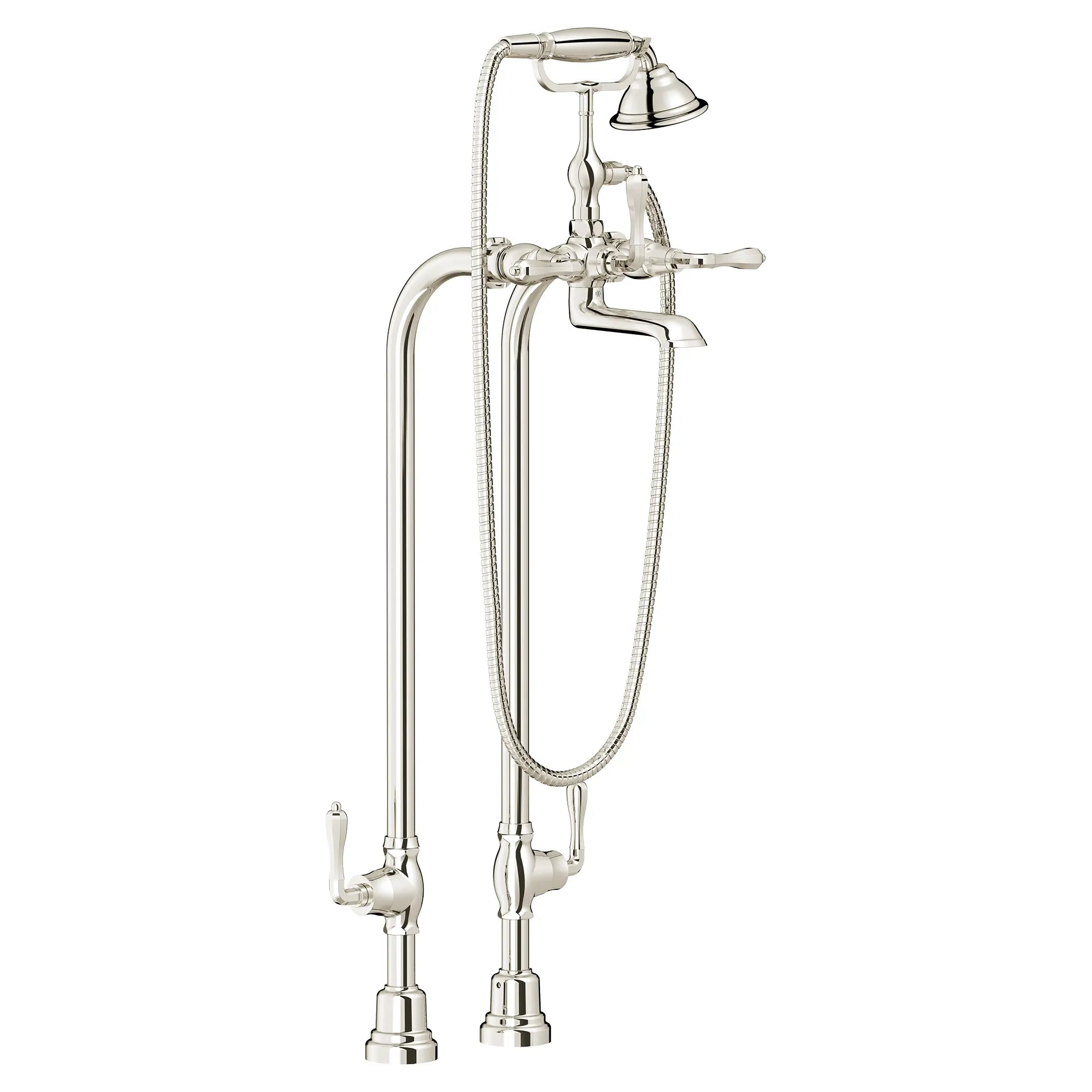 Traditional Floor Mount Bathtub Filler with Hand Shower and Lever Handles // PLATINUM NICKEL // 92968_D3510195C.150_CDNwebp.webp