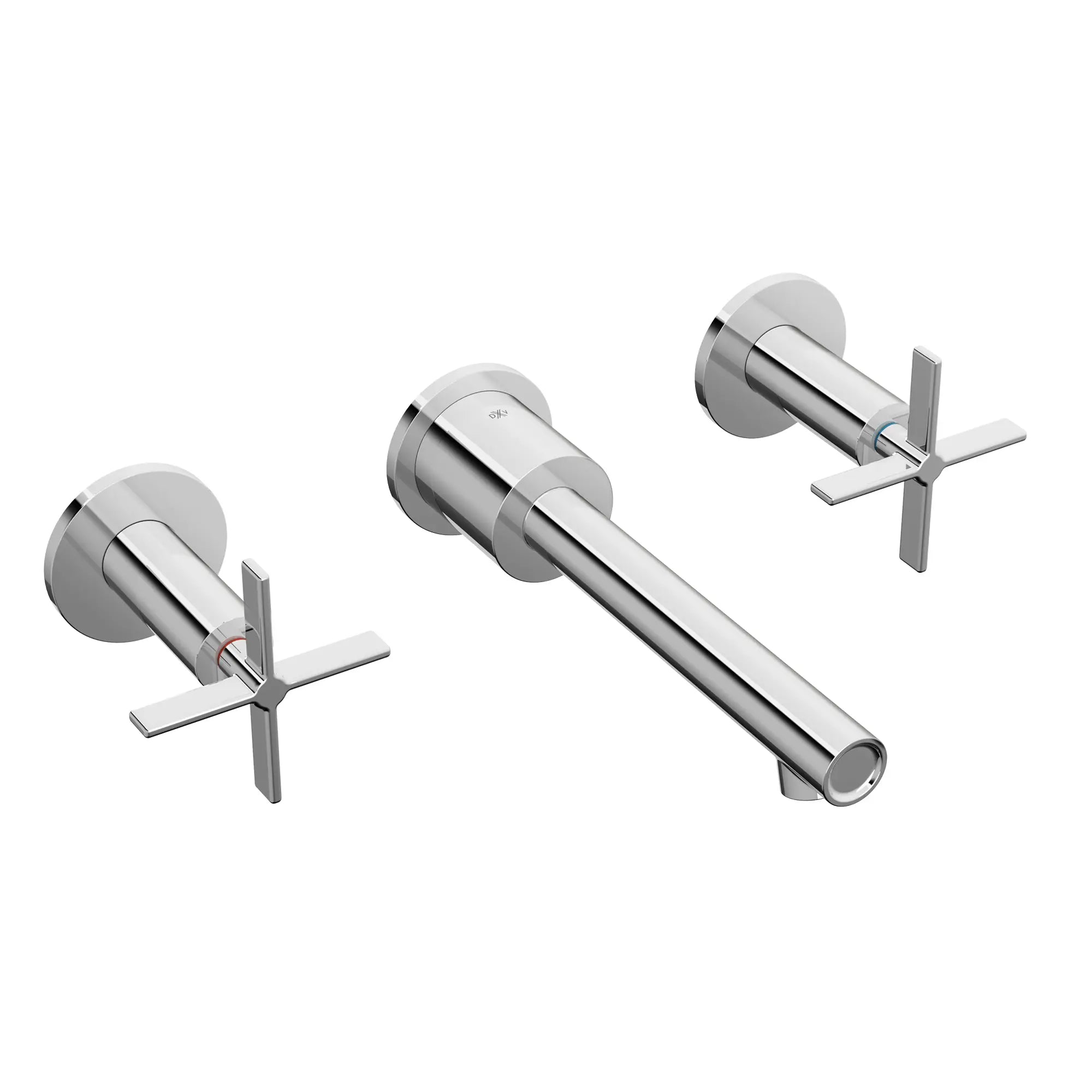 Percy® 2-Handle Wall Mounted Bathroom Faucet with Indicator Markings and Cross Handles // POLISHED CHROME // 93792_D35105454RB.100_CDNwebp.webp