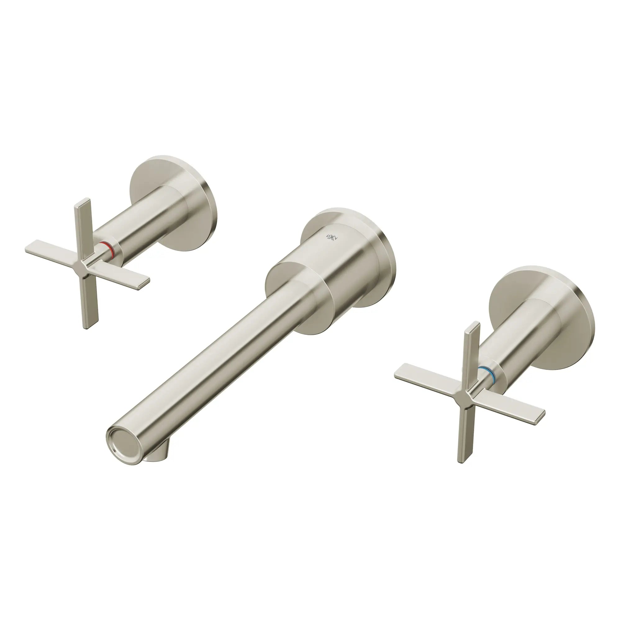 Percy® 2-Handle Wall Mounted Bathroom Faucet with Indicator Markings and Cross Handles // BRUSHED NICKEL // 93801_D35105454RB.144_1_CDNwebp.webp