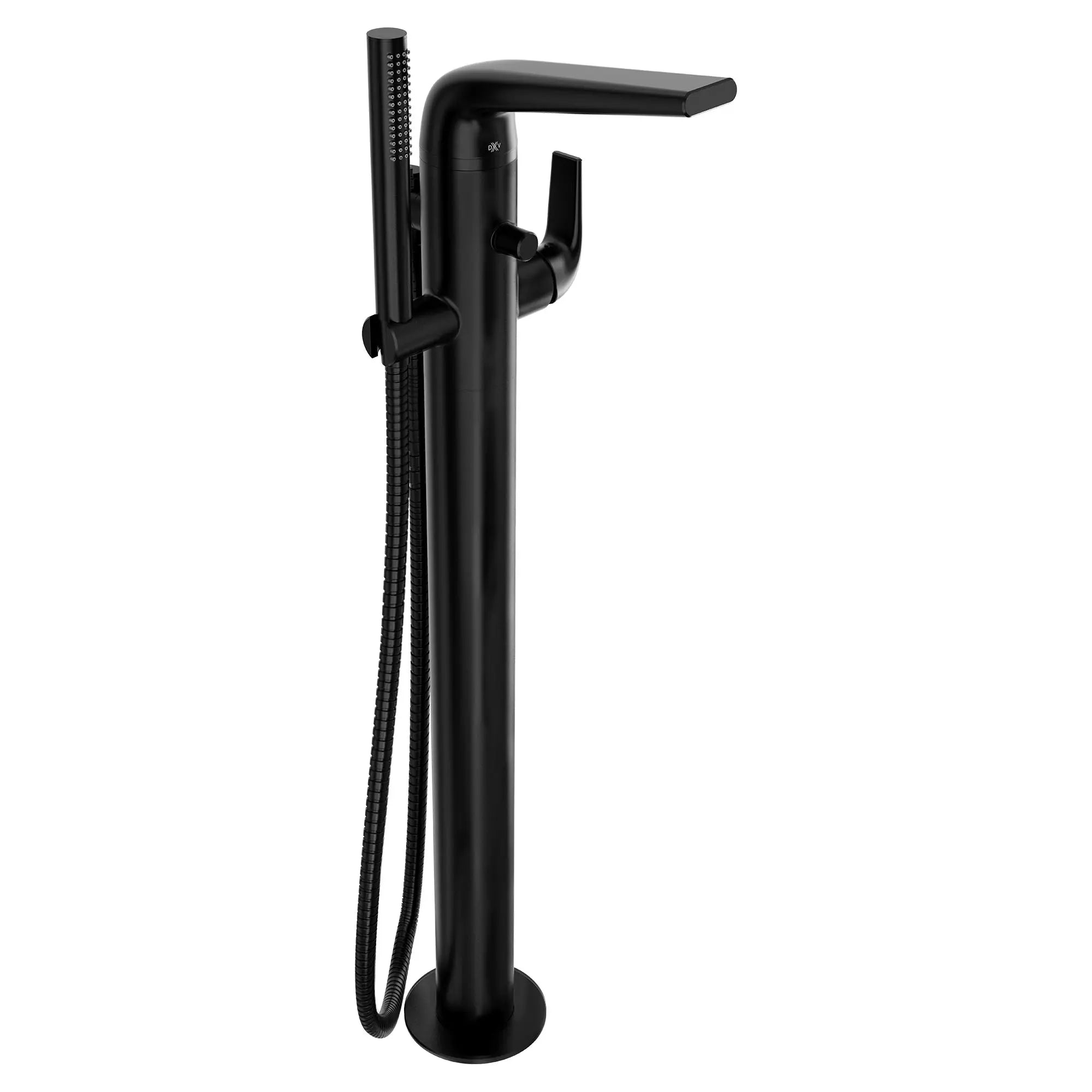 DXV® Modulus Single Handle Floor Mount Bathtub Filler with Hand Shower and Lever Handle // MATTE BLACK // 95464_D35120951243_CDNwebp.webp