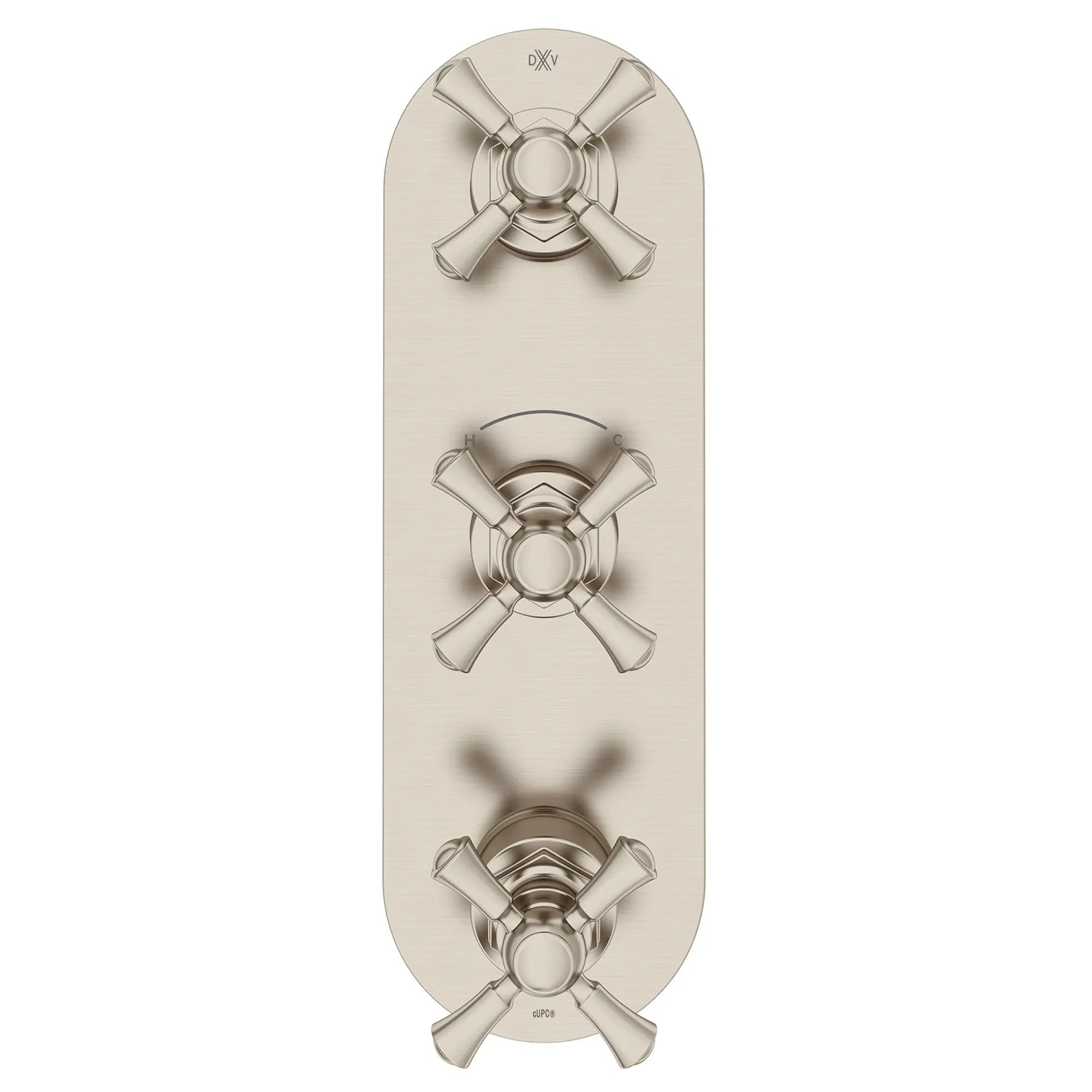 Oak Hill® 3-Handle Thermostatic Valve Trim Only with Cross Handles // BRUSHED NICKEL // 95819_D35155538.144_CDNwebp.webp
