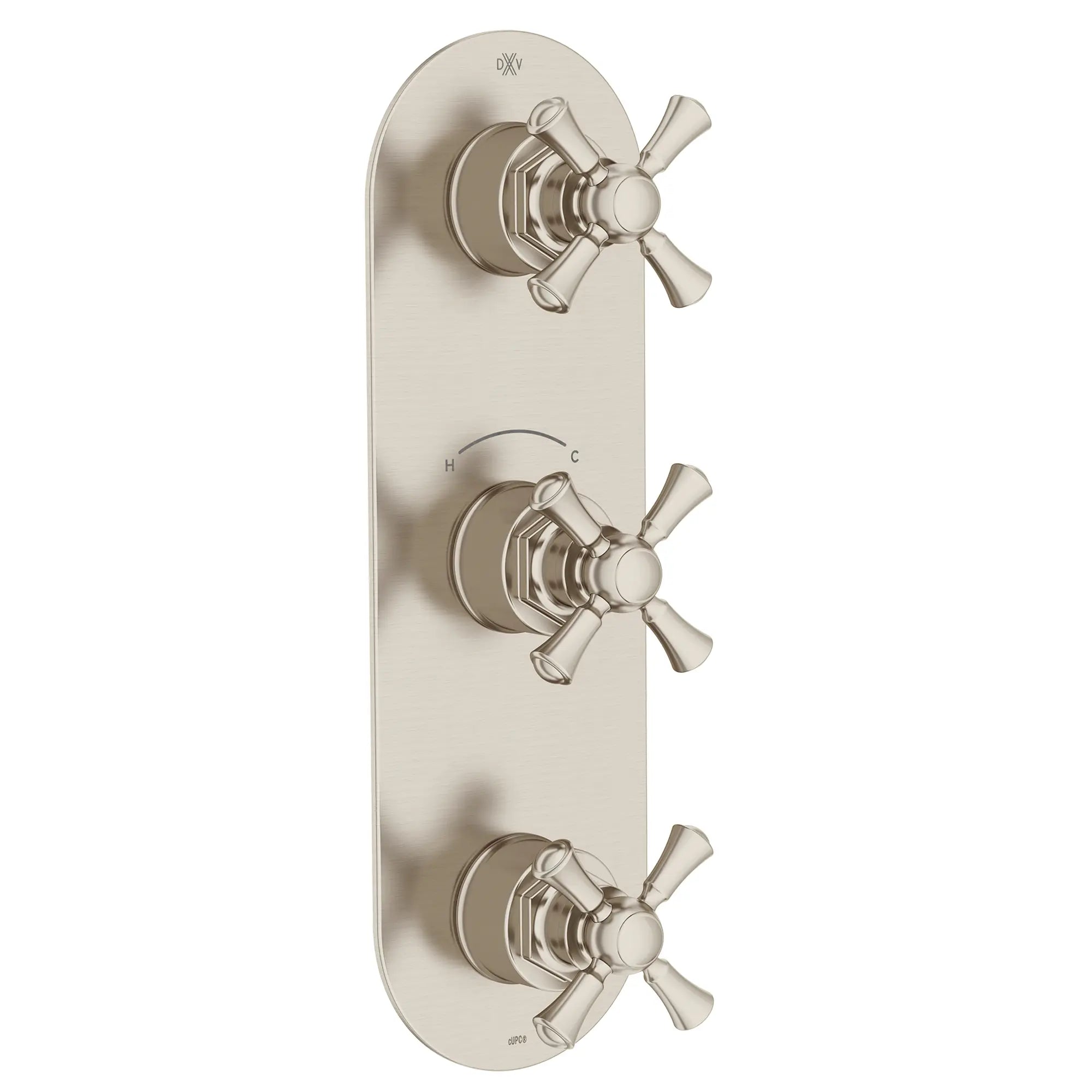 Oak Hill® 3-Handle Thermostatic Valve Trim Only with Cross Handles // BRUSHED NICKEL // 95821_D35155538.144_1_CDNwebp.webp