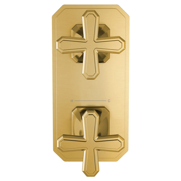 Belshire® 2-Handle Thermostatic Valve Trim Only with Cross Handles // SATIN BRASS // 96280_D35170528427_CDNwebp.webp