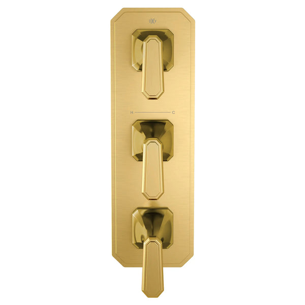 Belshire® 3-Handle Thermostatic Valve Trim Only with Lever Handles // SATIN BRASS // 96326_D35170537427_CDNwebp.webp